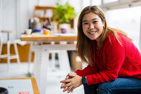 Portrait of smiling asian businesswomanの写真素材