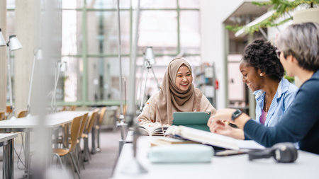 Multiethnic group of young business people discussing business plan in the officeの写真素材