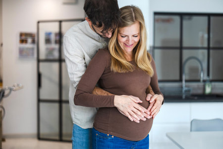Portrait of a loving couple expecting a babyの写真素材