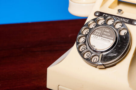 Fifties British vintage ivory telephone  GPO 332L- dial detailの写真素材