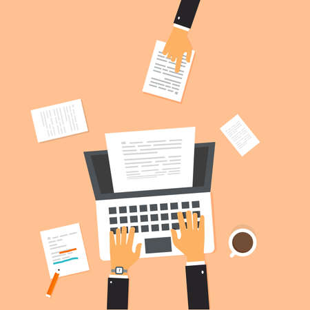 Flat business Article writing vector illustration cartoon styleのイラスト素材