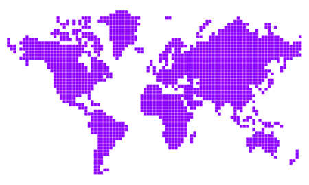 Pixel Block map of the world abstract vector illustrationのイラスト素材