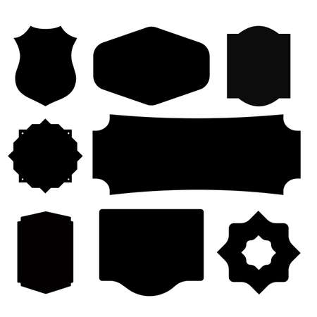 Vintage isolated black and white shapes labelのイラスト素材