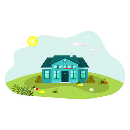 Flat house concept design illustrationsのイラスト素材
