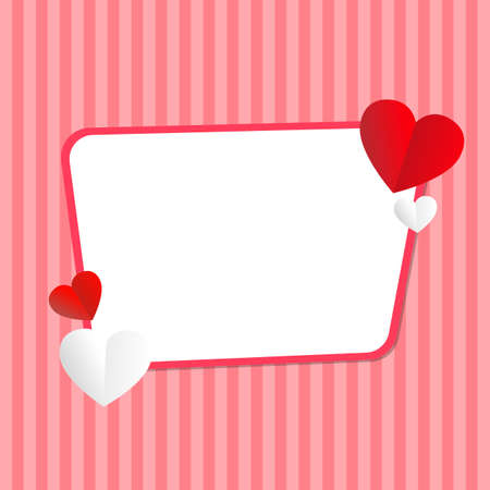 Happy valentine's day background frame with hearts template. Decorative card with frame flat designのイラスト素材