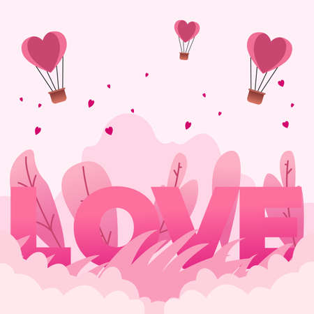 valentine greeting card, Happy Valentine Day Cute Love Card Flat designのイラスト素材