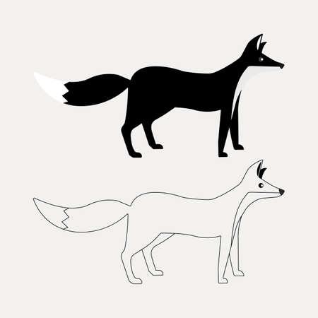 wolf silhouette with line artのイラスト素材