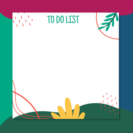 Modern spring Botanical summer flat to-do list templateのイラスト素材