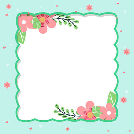 Abstract modern floral summer frame template, invitation templateのイラスト素材