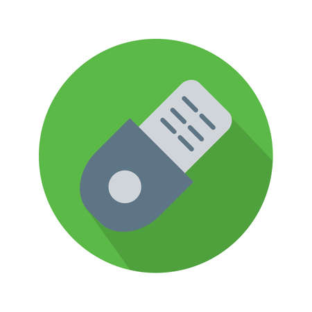 USB Pendrive multimedia flat circle icon vector illustrationのイラスト素材