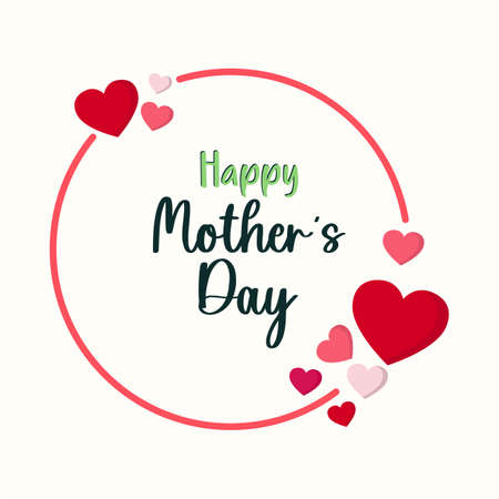 Simple Happy Mother's day with a red heart backgroundのイラスト素材