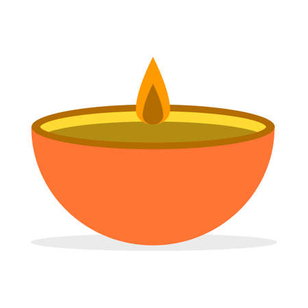 Isolated orange color Diwali deep vector illustrationのイラスト素材