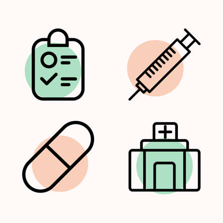 Set of colorful health care medical tools vector illustrationのイラスト素材