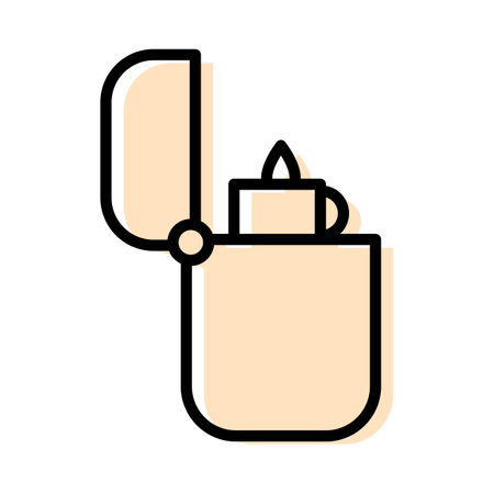 Summer Camping lighter outline flat iconのイラスト素材