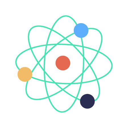 Colorful hand drawn nuclear atomic science vector illustration