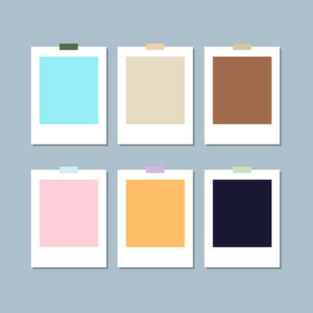 Set of colorful retro photo frame mockup vector illustrationのイラスト素材