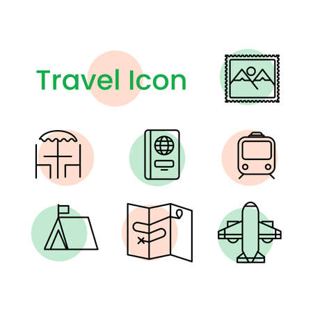 Set of colorful travel flat icon designのイラスト素材