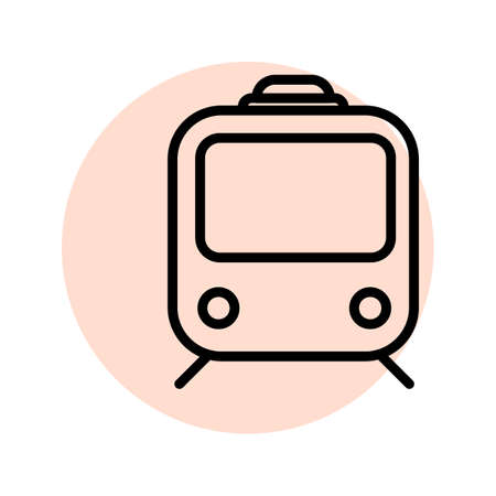 Subway metro train travel outline flat icon designのイラスト素材