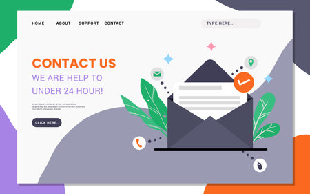 Contact us flat ui concept website landing pageのイラスト素材