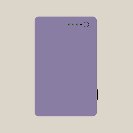 Purple Powerbank vector illustration, modern smartphoneのイラスト素材
