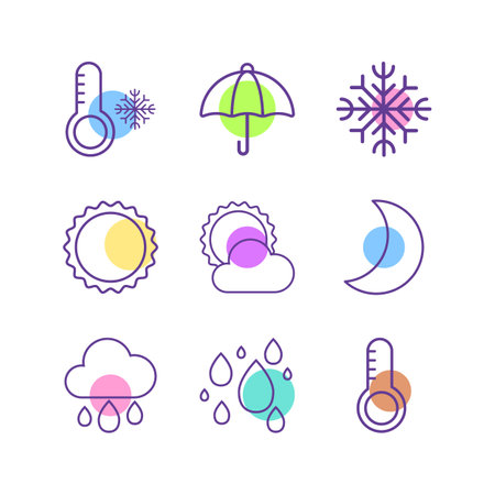 Colorful weather icon set vector illustrationのイラスト素材