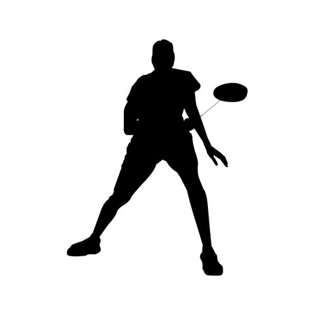 Silhouette man badminton player vector illustrationのイラスト素材