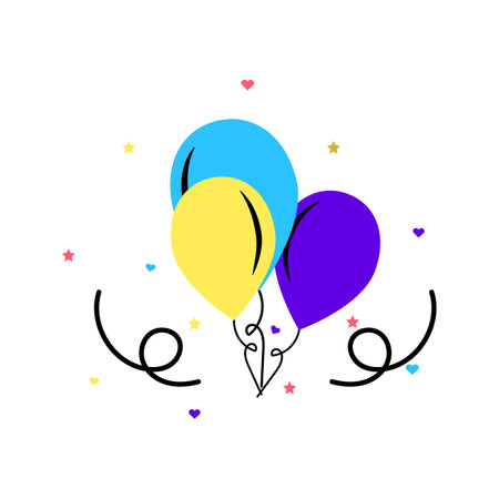 Birthday decorative balloon vector illustrationのイラスト素材