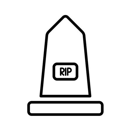 headstone Halloween spooky rip outline illustrationのイラスト素材