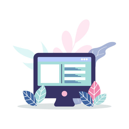 Computer monitor flat concept vector illustrationのイラスト素材