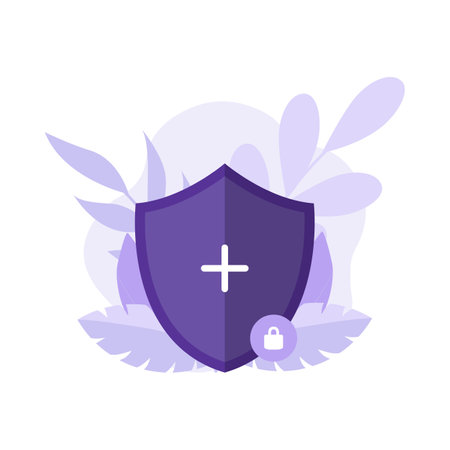 Secure shield plus flat concept illustrationのイラスト素材