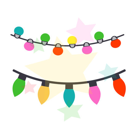 Colorful Christmas light set bulb vector illustrationのイラスト素材