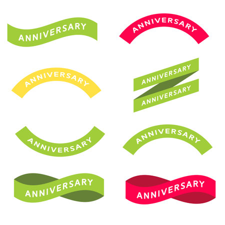 Set of colorful Anniversary ribbon vector illustrationのイラスト素材