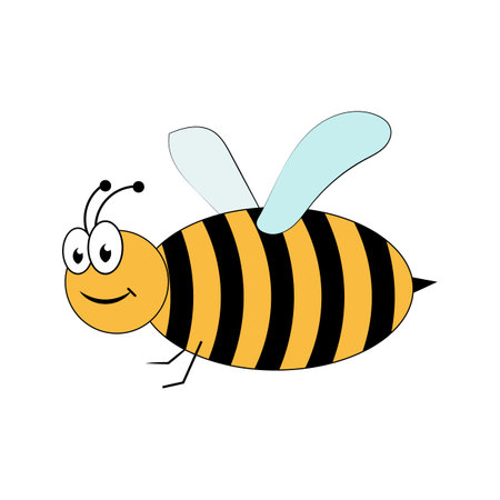 Hand draw cute honey bee isolated on white backgroundのイラスト素材