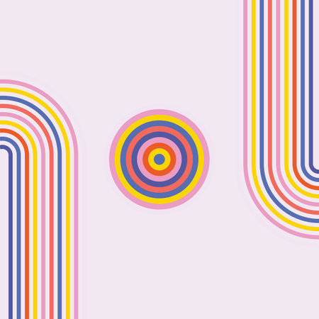 Modern colorful rainbow colour striped line art