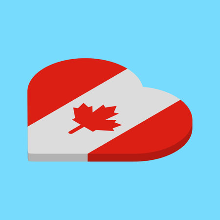 isometric 3d heart-shaped Canada national flag vector illustrationのイラスト素材