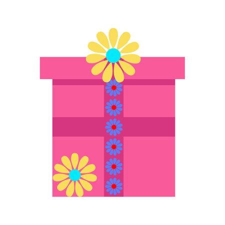 Cute floral surprise gift boxes vector illustrationのイラスト素材