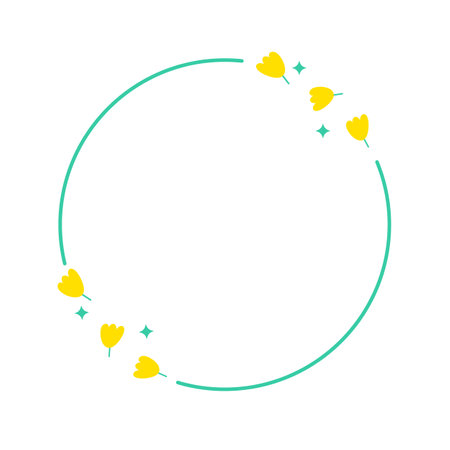 green circle floral wreath frame vector illustrationのイラスト素材
