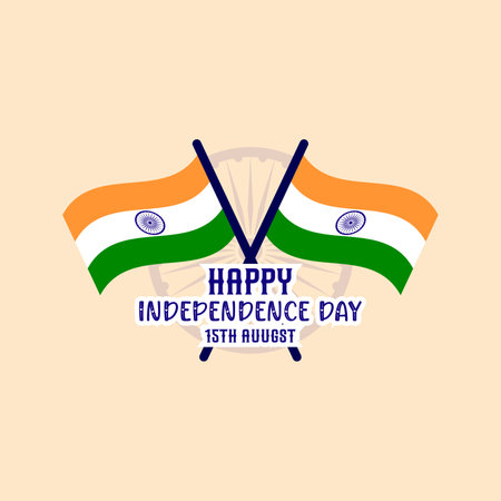 Happy Independence Day India's tricolor flag vector illustrationのイラスト素材