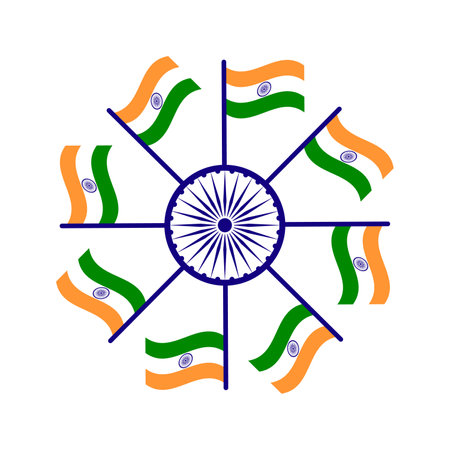 tricolor India Independence Day flag brush stroke illustrationのイラスト素材