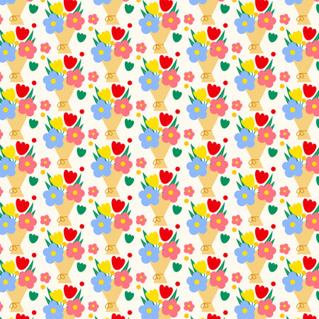 Modern colorful floral bouquet surface pattern design