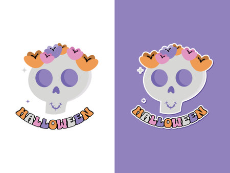 Cute Halloween floral skull sublimation vector illustrationのイラスト素材