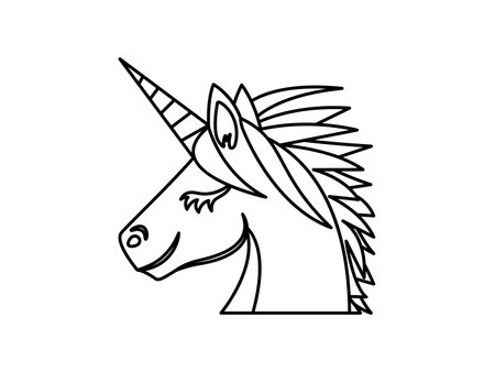 Unicorn head icon. Outline unicorn head vector icon for web design isolated on white backgroundのイラスト素材