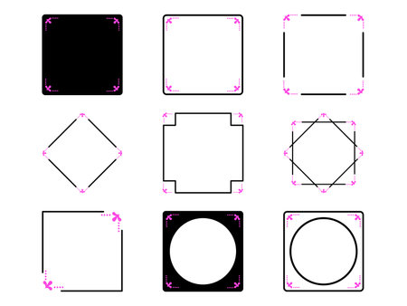 Set rectangles in pink and black frames. Vector illustration. Isolated on a white background.のイラスト素材