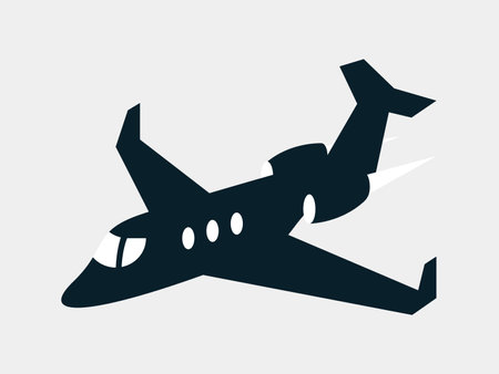 Airplane icon in flat style. Vector illustration on gray background.のイラスト素材