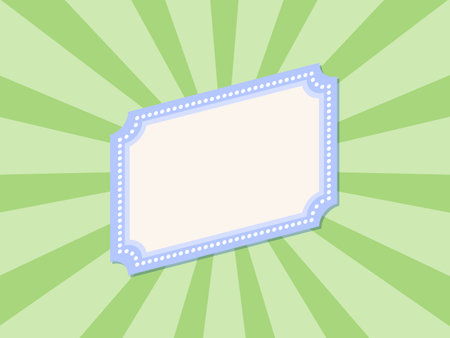 Retro vintage frame on green background with rays. Vector illustration.のイラスト素材