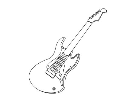 Silhouette drawing musician guitar vector illustrationのイラスト素材