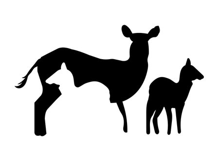 Silhouette Deer animal Mother's Day flat designのイラスト素材