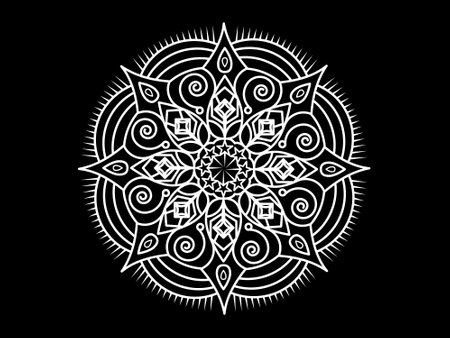 Abstract black and white outline doodle mandala vector illustrationのイラスト素材