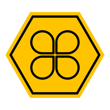 Abstract yellow and black hexagon apps grid outline flat icon designのイラスト素材