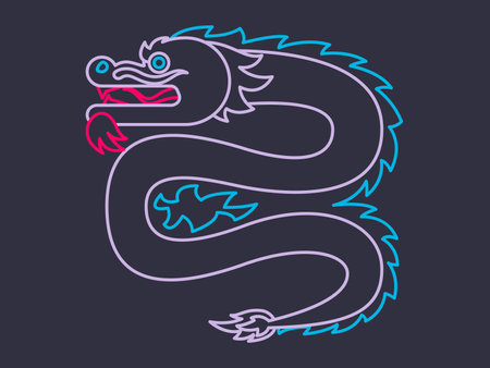 Illustration of a colorful outline dragon designのイラスト素材